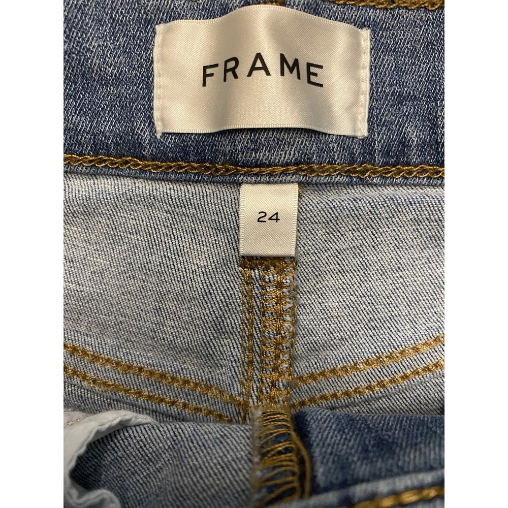 FRAME Luma High Rise Wide Leg Jeans Size 24 Medium Wash Stretch Denim - Picture 2 of 8